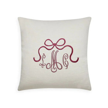 Personalized Bow Monogram Embroidered Pillow
