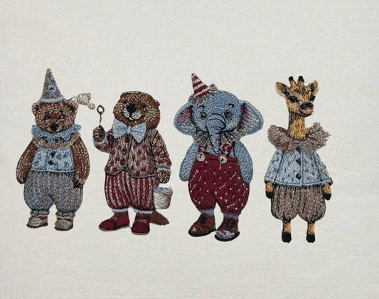 Embroidered Animal Circus Pillow